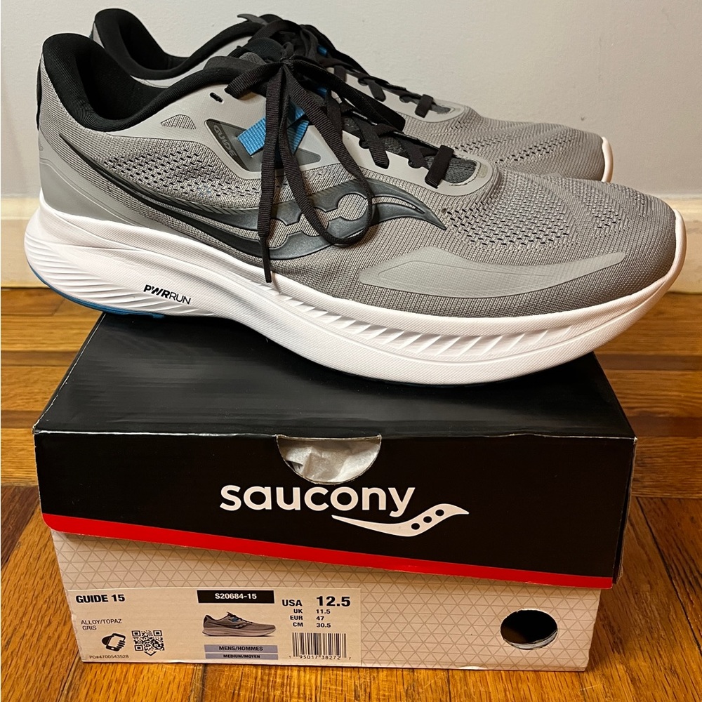 Saucony Men's Guide 15 Running Shoe – Size 12.5 – Alloy/Topaz – LIKE NEW